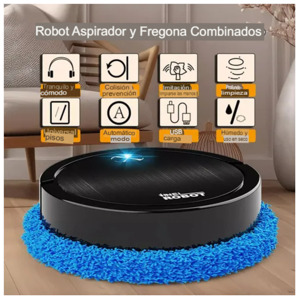 Robot Aspiradora Redonda – Limpieza Inteligente sin Esfuerzo